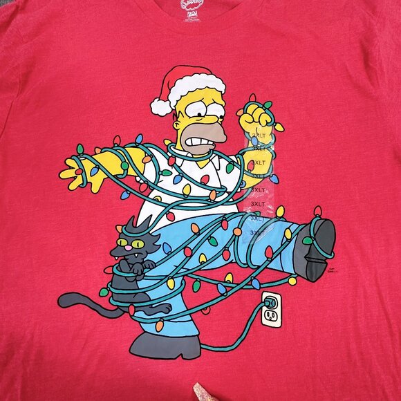NEW! The Simpsons Homer Holiday Christmas Shirt Red 3XL Cotton Blend - Picture 1 of 8